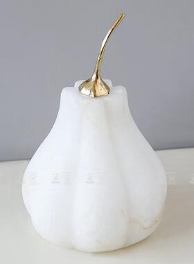 轻奢简约天然西班牙云石铜南瓜桌面装饰样板间电视柜展示软装摆件