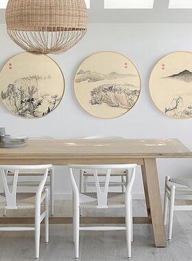 实水木圆新中挂式山水客厅装饰YZ202303画玄关过道墨国画民宿画风