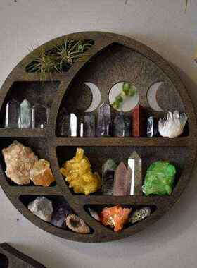 爆款Cat in the Moon Crystal Wooden Shelf月亮猫精灵水晶架