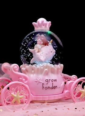 星辰大海海豚女孩水晶球音乐盒卡通八音盒女学生创意生日礼品