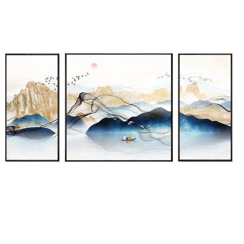客厅装饰画新中式山水画现代简约背景墙面壁画轻奢挂画北欧三联画,淘宝优惠券,粉丝福利购,淘宝优惠卷