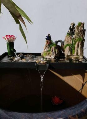 型陶瓷鱼缸F87MS5H5摆件循环流过滤养鱼配件大石磨假山喷泉庭院水