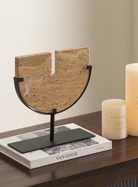 Rzone 高级感黄洞石几何异型样板间摆件创意家居软装饰品搭配设计