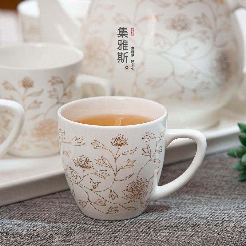 景德镇陶瓷茶具套组带把手茶杯茶壶套组家用办公水具饮具整套套装,淘宝优惠券,粉丝福利购,淘宝优惠卷