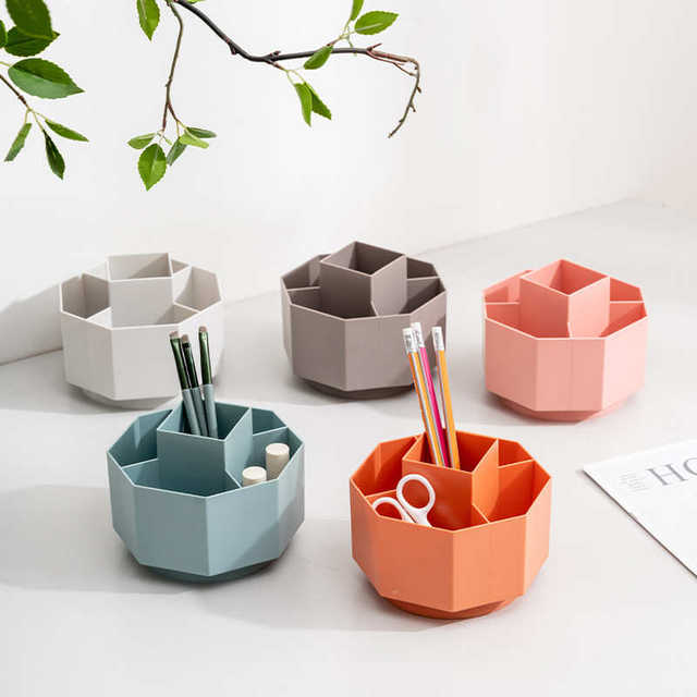 Pen holder rotating desktop stationery storage box office creative pen box student storage box cosmetics debris storage