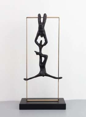 新中式金框架人物摆件样板0655房面卧室书关房客厅桌玄属软装饰品