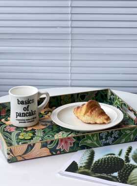 长方形托盘-威廉莫里斯款 黄色 NDF材料 浴室宝石图案托盘茶水盘