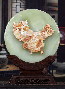 石诚记红花冰玉石平安扣客厅摆件开业中式酒柜乔迁送礼家居装饰品