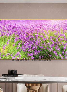 卧室房间床头温馨风景装饰画紫色阳光花海晶瓷画薰衣草唯美壁挂画
