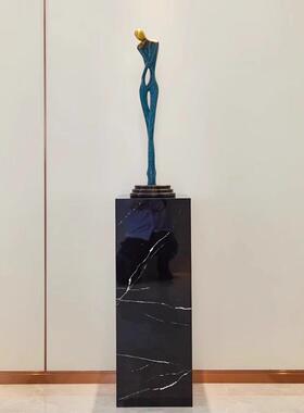 岩板底座摆台客厅玄关电视柜旁落地摆件展示台摆台石柱石墩