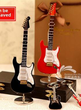 可刻字木质电吉他模型西洋乐器摆件汽车挂件送朋友生日圣诞节礼物