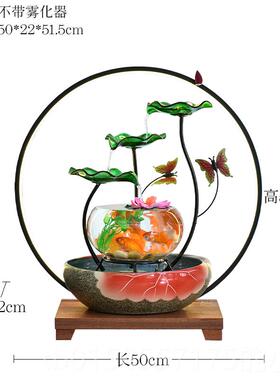 正品创意摆件鱼缸客桌柜玄关落地电厅视旁流水生财喷泉面加湿开业