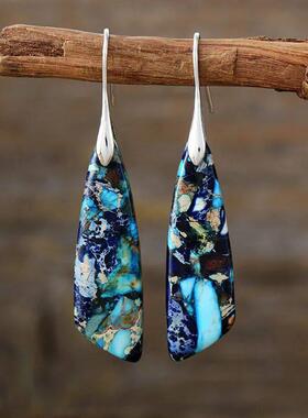 Bohemian Emperor Stone Geometric Pendant Earring Popular Nat