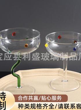 创意玻璃高脚杯办公室桌面工艺品简约时尚玻璃杯厂家销售