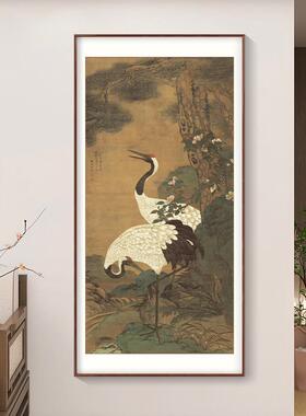 定做松琴鹤延年鹤仙新中式客厅图画玄关挂画古画房听图茶室书饰装