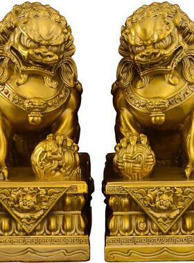铜狮子饰品，一对黄铜入口，北京狮子客厅，公司乔迁，财富和宝库