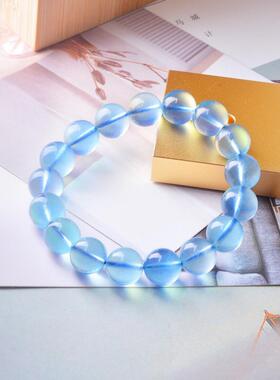 2026巴西天然海蓝宝手链深蓝色冰种海蓝宝手串饰品海蓝宝水晶珠子