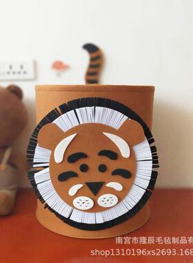 毛毡收纳桶卡通玩具收纳桶毛毡动物收纳筐脏衣收纳桶