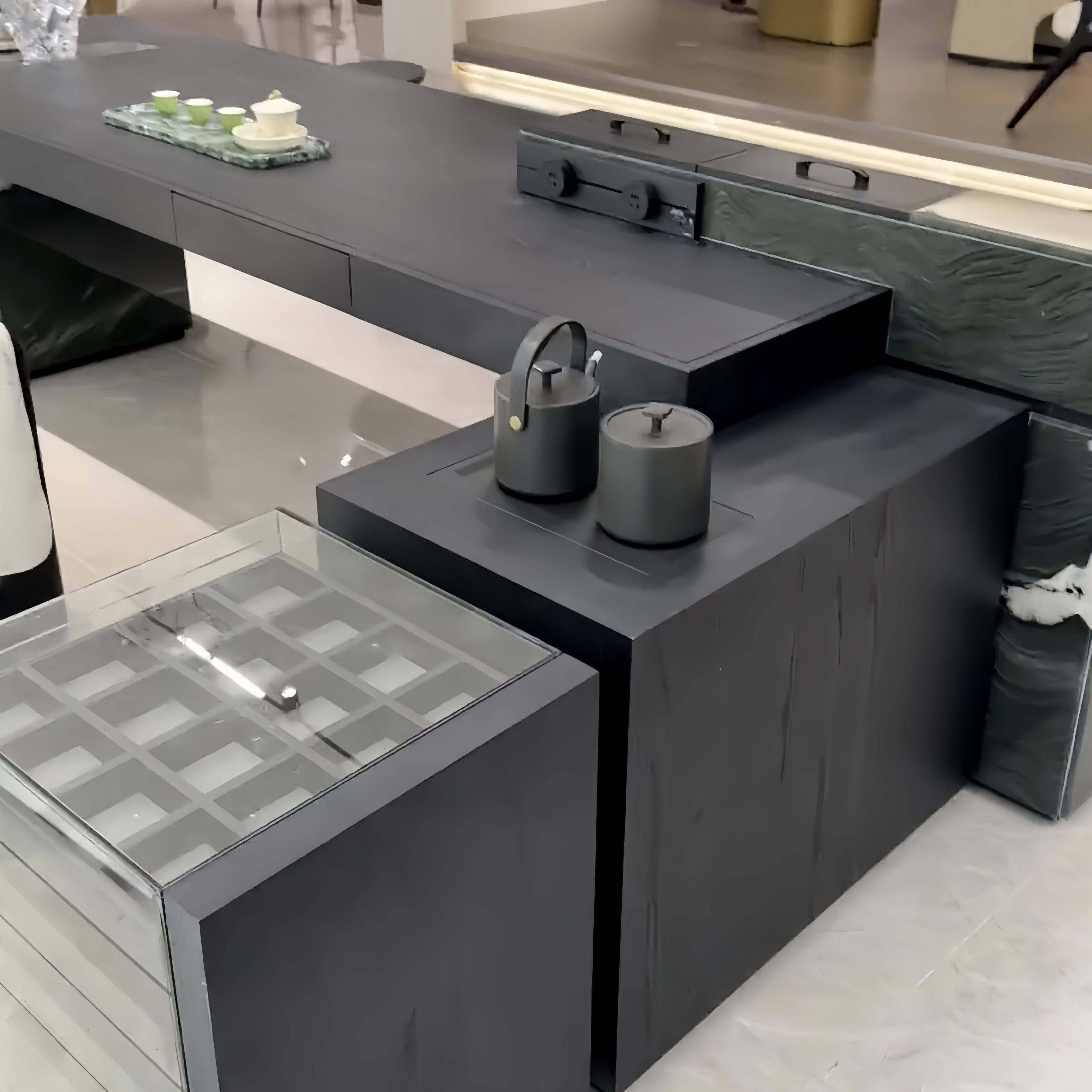 意式轻奢黑胡桃实木岩板茶桌现代简约轻奢高级感会客办公泡茶桌,淘宝优惠券,粉丝福利购,淘宝优惠卷