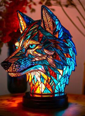 跨境新款魔幻神奇动物Led牛头灯树脂雕像创意usb插头开关灯光摆件