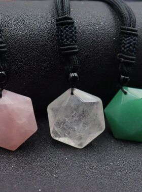 天然黑曜石吊坠六芒星项链吊坠毛衣链灵摆石饰品