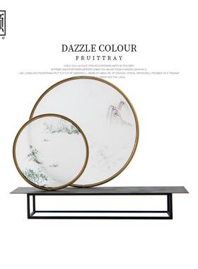 新中式金属亚克力山景摆件客栈酒店样板间售楼处书房玄关软装饰品