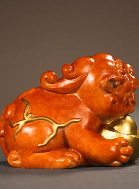 新款直销全铜彩绘元宝貔貅瑞兽小摆件办公室书房茶室桌面装饰品开