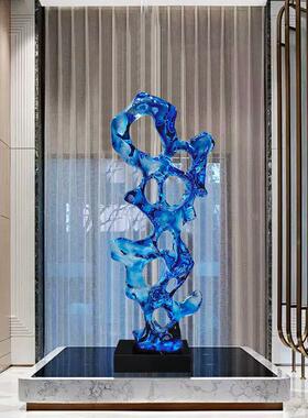 酒店客厅抽象艺术品软装雕塑摆件透明树脂太湖石玄关售楼处大摆件