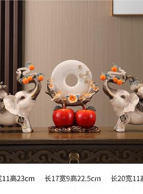 高档事如事意高财福大象一对创意家居玄关客件厅电视柜摆轻奢档装