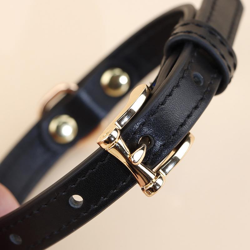 Pet dog collar leather puppy cat special French Dou Teddy small and medium-sized dog collar cute cat collar