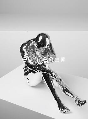 简约代人抽象电物镀空山现基机械女神雕塑摆件家居客厅软装IUH饰