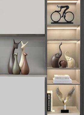 小鹿陶瓷装饰摆件艺术感小众客厅玄关办公家居好物桌面装金小