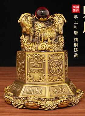 貔貅摆件黄铜乾坤大财库聚宝盆大号客厅玄关装饰店铺装饰开业礼品