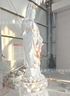 厂家直供 石雕汉白玉观音菩萨 寺庙供奉滴水观音三面观音文殊菩萨