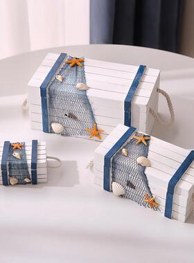 木质迷你桌面床头收纳盒票据化妆品收纳柜小抽屉挂墙地中海木盒子