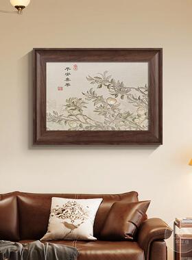 花鸟图法式客厅装饰画中古风沙发背景挂画复古高级感餐厅玄关壁画