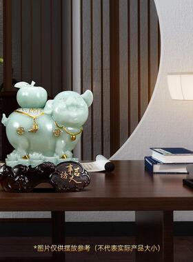 诸事大吉招财猪生肖猪摆件柿子客厅电视柜酒柜装饰送朋友生日礼物