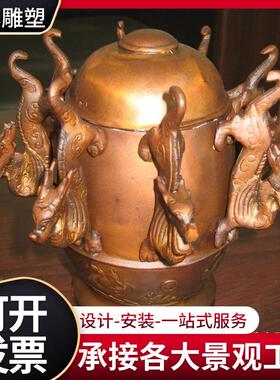 铸铜雕塑地动仪地震仪古代铸铜小型地动仪文化雕塑家居办公桌摆件