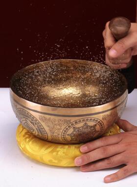 长寿佛佛像颂钵佛音碗钵纯铜尼泊尔手工家用音疗常乐颂钵铜磬摆件