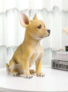 仿真狗摆招财视杜宾犬动物模型件雕塑客厅关玄电柜装无饰树脂工艺