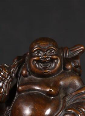 紫铜弥勒佛菩萨大肚佛开心笑佛招财摆件家居供奉公司开业乔迁礼品