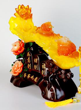 工艺厂事如事意摆件事事如意前台办公树脂工品装饰室仿玉如意风水