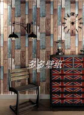 美发店自粘墙纸pvc仿木纹 复古怀旧服装发廊背景墙理发店木板壁纸