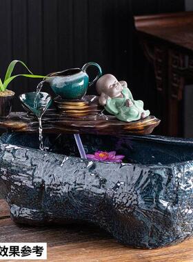 搭配鱼缸流水摆件金鱼缸喷泉加湿器循环水摆件办公室流水