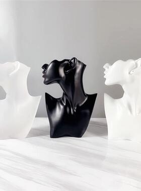 树脂抽象人头摆件首饰展示架珠宝展示道具样板房陈列装饰品