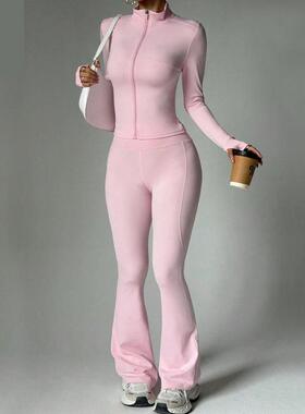 Women's High-End Yoga Set, Slimming Half High Neck Jacket +
