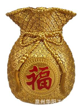 招创意钱袋子麦财福袋穗树脂花瓶摆件家居客关厅福袋玄装饰摆设