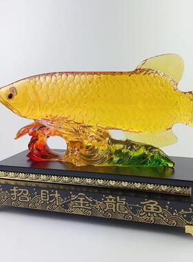 义K800乌货源金琉树脂仿璃富贵招财件龙鱼摆招财开业办公商务礼品