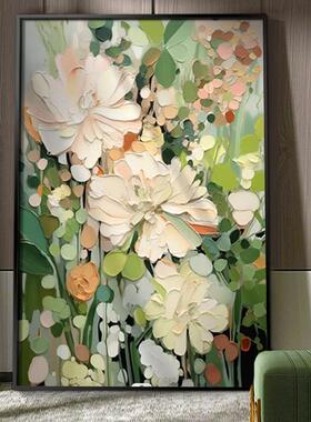 绿花卉沙发背景手绘画大色芬村抽象挂客F9SMHH厅法式油餐厅玄关装
