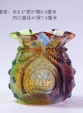 琉璃金蟾袋代代有财招财进宝聚宝盆前台开业乔迁高档礼品招财摆件